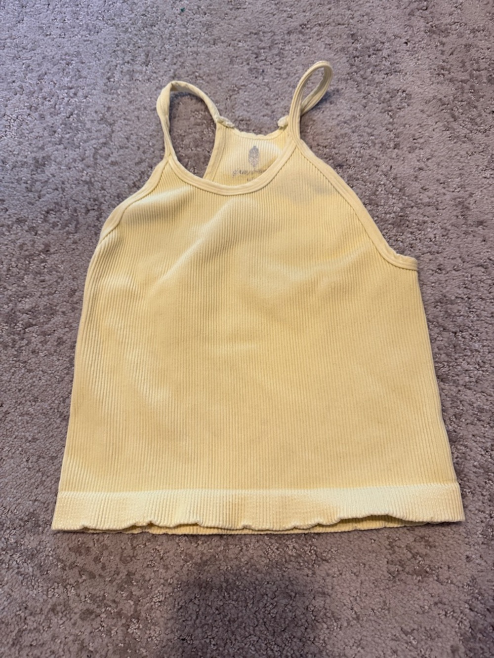 Free People Yellow Ribbed Tank Top